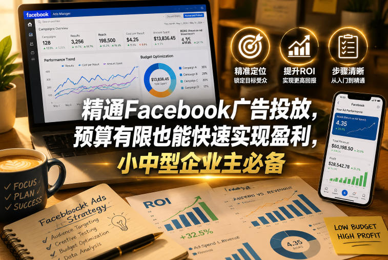 精通Facebook广告投放，预算有限也能快速实现盈利，小中型企业主必备【原创双语字幕】-御文网
