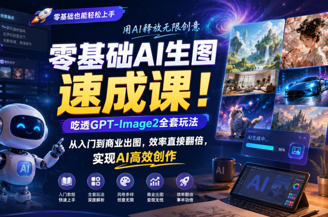 零基础AI生图速成课！吃透GPT-Image2全套玩法，从入门到商业出图，效率直接翻倍，实现AI高效创作-御文网