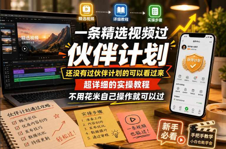 一条精选视频过伙伴计划，还没有过伙伴计划的可以看过来，超详细的实操教程，不用花米自己操作就可以过-御文网