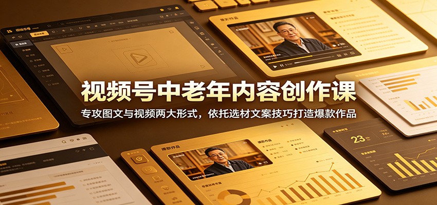 视频号中老年内容创作课：专攻图文与视频两大形式，依托选材文案技巧打造爆款作品-御文网