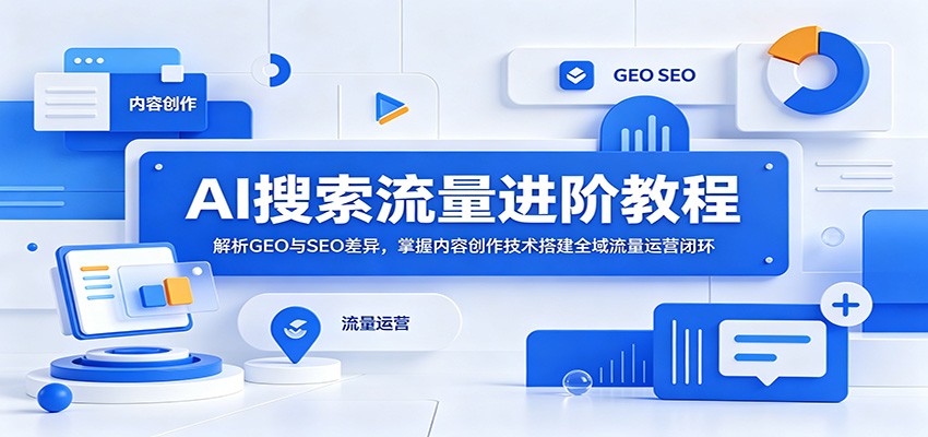 AI搜索流量进阶教程：解析GEO与SEO差异，掌握内容创作技术搭建全域流量运营闭环-御文网