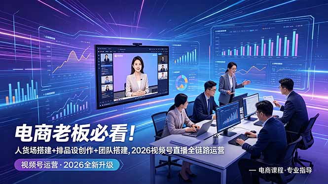 电商老板必看！人货场搭建+排品设计+素材创作+团队搭建，2026视频号直播全链路运营-御文网