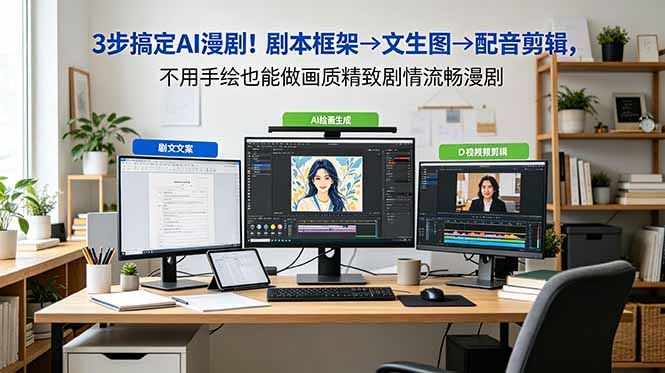 3步搞定AI漫剧!剧本框架→文生图→配音剪辑,不用手绘也能做画质精致剧情流畅漫剧-御文网