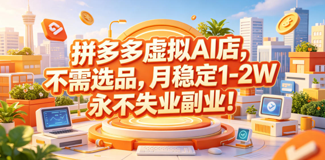 拼多多虚拟AI店,不需选品,月稳定1-2W,永不失业副业!【揭秘】-御文网