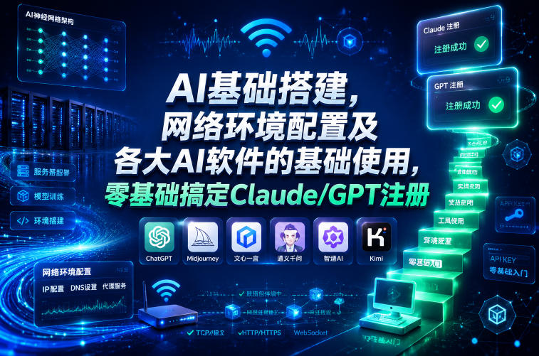 AI基础搭建，网络环境配置及各大AI软件的基础使用，零基础搞定Claude/GPT注册-御文网