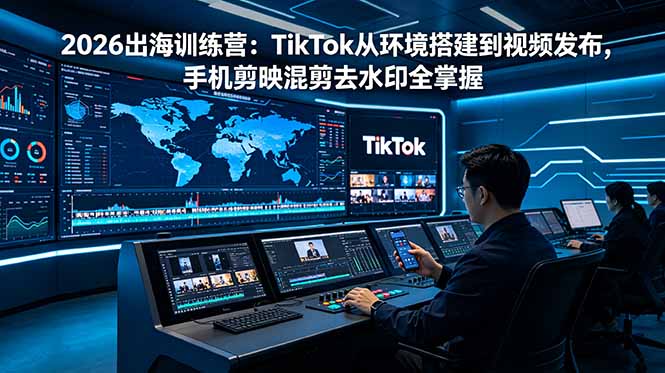 2026出海训练营：TikTok从环境搭建到视频发布，手机剪映混剪去水印全掌握-御文网
