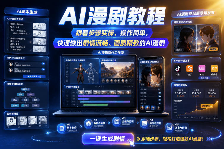 AI漫剧教程，跟着步骤实操，操作简单，快速做出剧情流畅、画质精致的AI漫剧-御文网