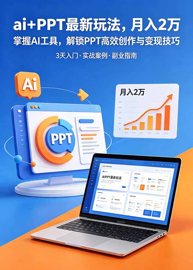 ai+PPT最新玩法，月入2万掌握AI工具，解锁PPT高效创作与变现技巧3天入门，实战案例·副业指南-御文网