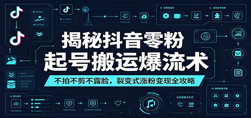 揭秘抖音零粉起号搬运爆流术：不拍不剪不露脸，裂变式涨粉变现全攻略-御文网