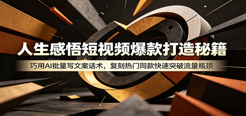 人生感悟短视频爆款打造秘籍：巧用A 批量写文案话术，复刻热门同款快速突破流量瓶颈-御文网