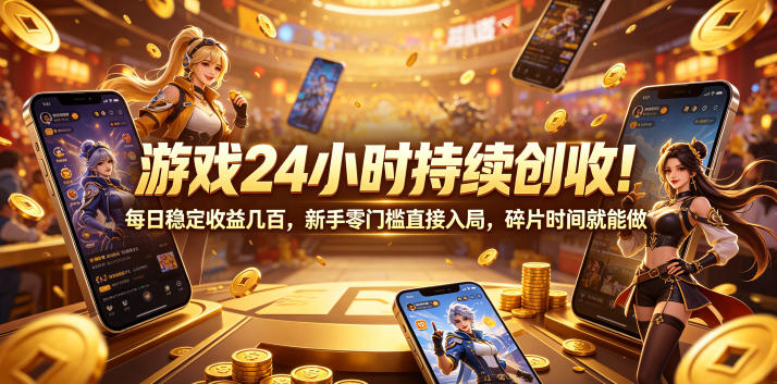 游戏24小时持续创收!每日稳定收益几百,新手零门槛直接入局,碎片时间就能做【揭秘】-御文网