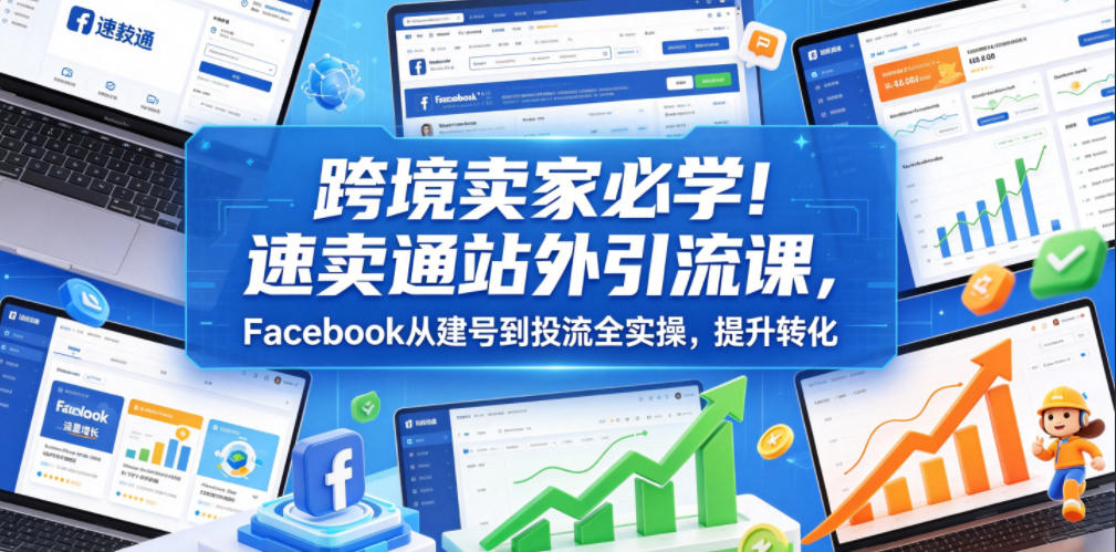 跨境卖家必学！速卖通站外引流课，Facebook从建号到投流全实操，提升转化-御文网