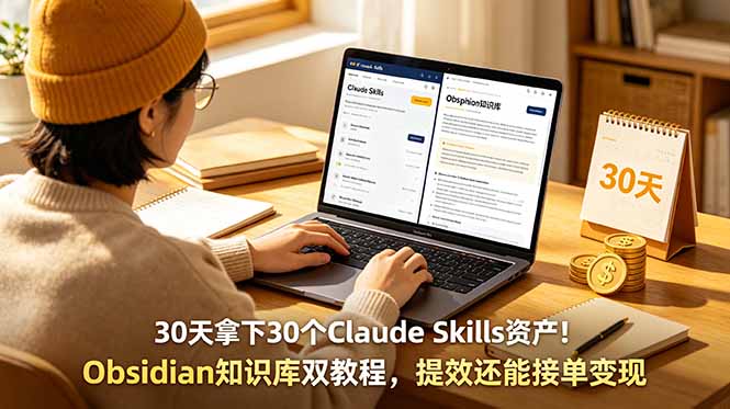 30天拿下30个Claude Skills资产！Obsidian知识库双教程，提效还能接单变现-御文网