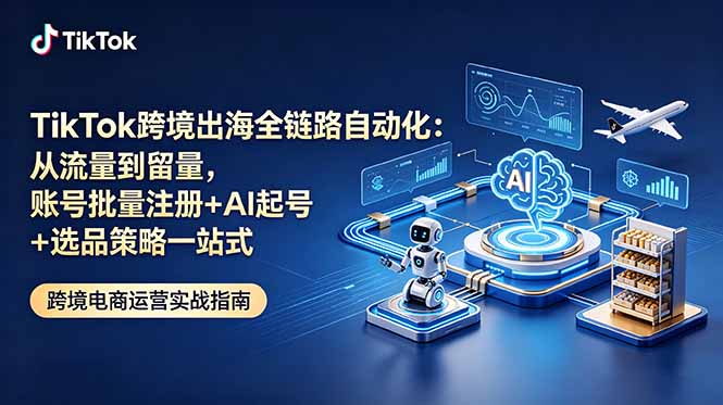 TikTok跨境出海全链路自动化：从流量到留量，账号批量注册+AI起号+选品策略一站式-御文网