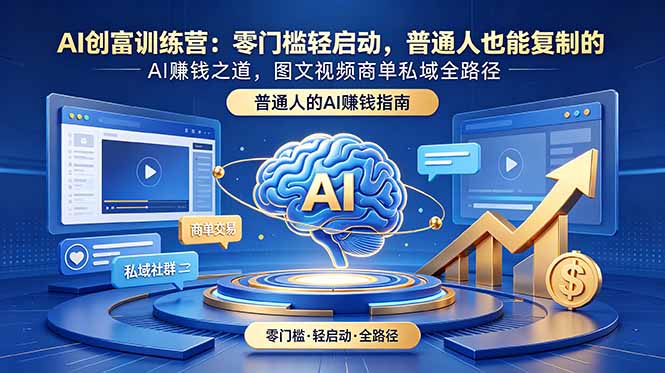 AI创富训练营：零门槛轻启动，普通人也能复制的AI赚钱之道，图文视频商单私域全路径-御文网