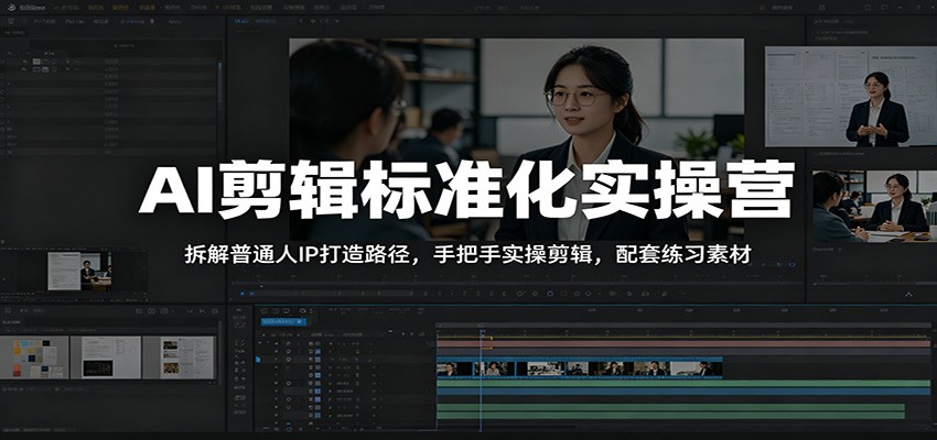 AI剪辑标准化实操营：拆解普通人IP打造路径，手把手实操剪辑，配套练习素材-御文网