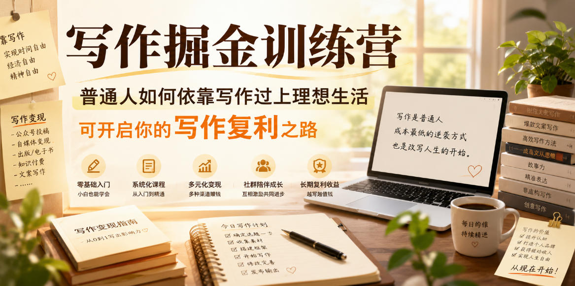 写作掘金训练营,普通人如何依靠写作过上理想生活,可开启你的写作复利之路(更新6月)-御文网