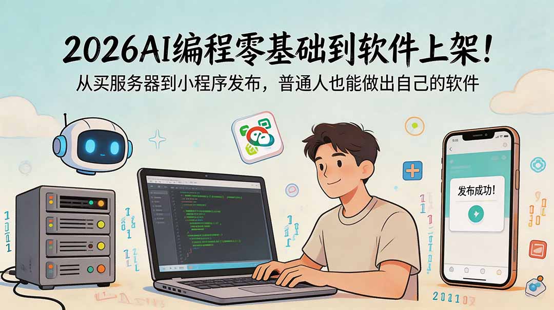 2026AI编程零基础到软件上架！从买服务器到小程序发布，普通人也能做出自己的软件-御文网