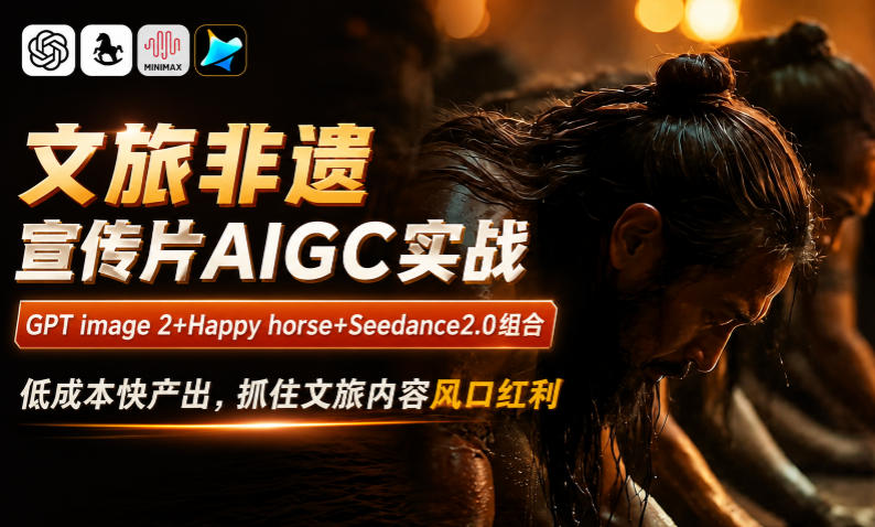 文旅非遗宣传片AIGC实战，GPT image 2+Happy horse+Seedance2.0组合，低成本快产出，抓住文旅内容风口红利-御文网