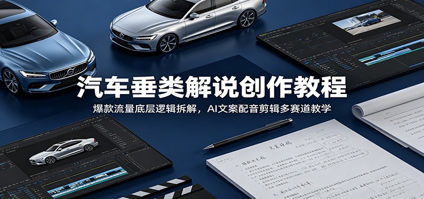 汽车垂类解说创作教程：爆款流量底层逻辑拆解，AI文案配音剪辑多赛道教学-御文网