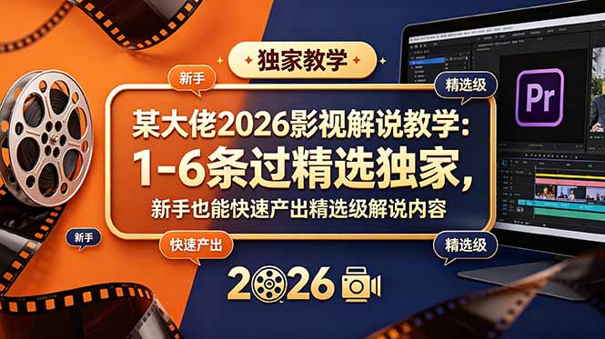 某大佬2026影视解说教学:1-6条过精选独家,新手也能快速产出精选级解说内容-御文网
