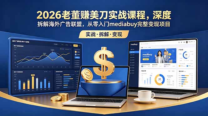2026老董赚美刀实战课程，深度拆解海外广告联盟，从零入门mediabuy完整变现项目-御文网