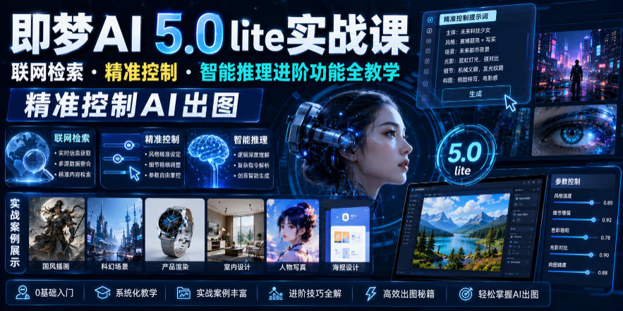 即梦AI 5.0 lite实战课,联网检索・精准控制・智能推理进阶功能全教学,精准控制AI出图-御文网