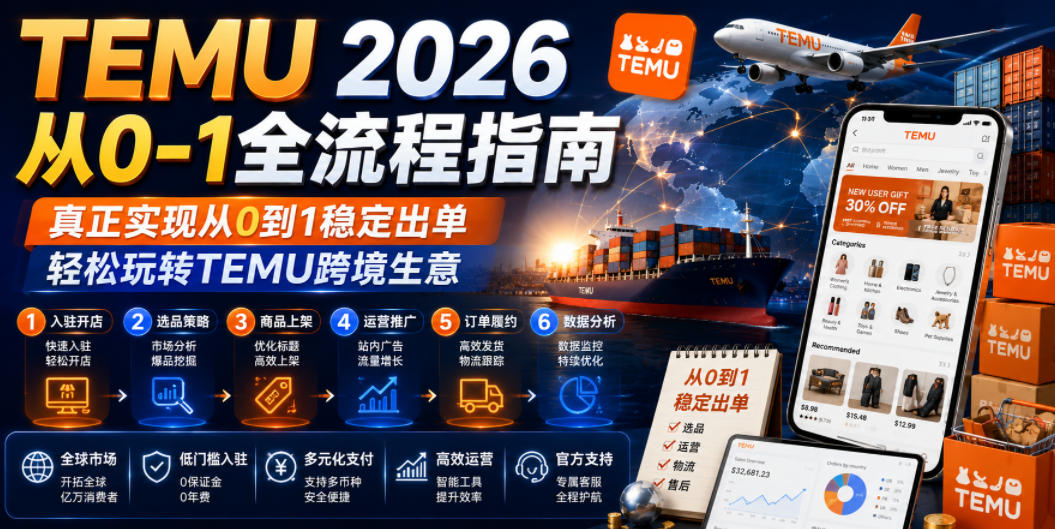 TEMU 2026从0-1全流程指南,真正实现从0到1稳定出单,轻松玩转TEMU跨境生意-御文网