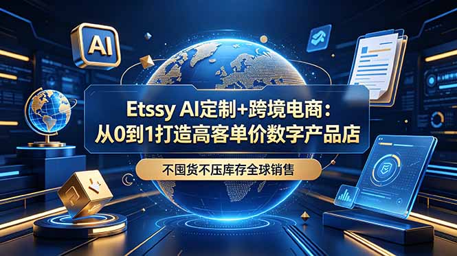 Etsy AI定制+跨境电商：从0到1打造高客单价数字产品店，不囤货不压库存全球销售-御文网