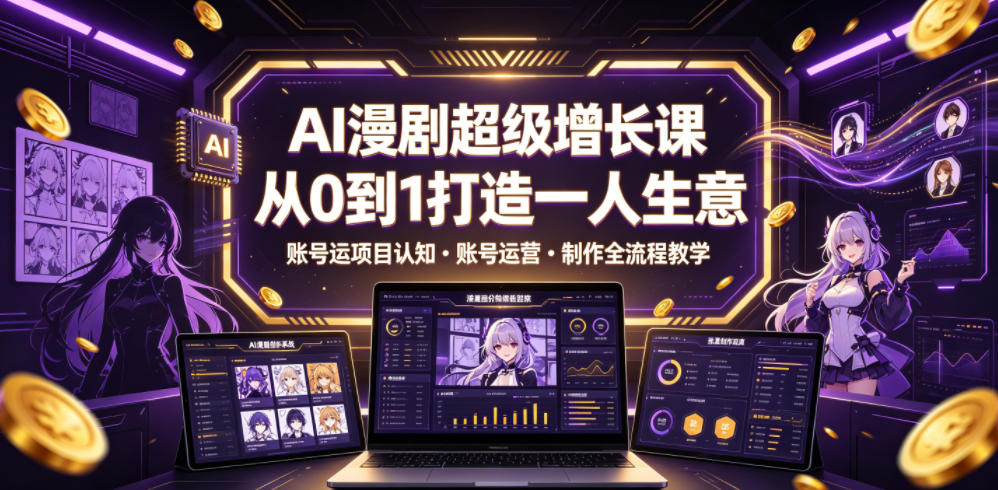 AI漫剧超级增长课，从0到1打造一人生意，项目认知・账号运营・制作全流程教学-御文网
