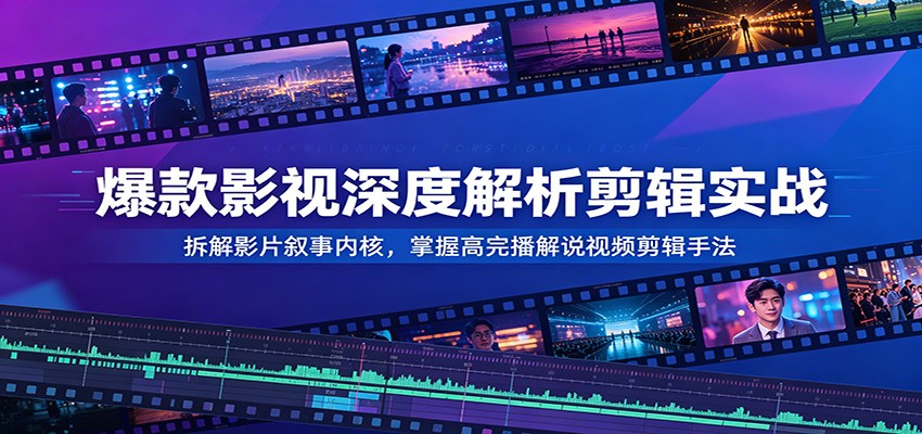 爆款影视深度解析剪辑实战：拆解影片叙事内核，掌握高完播解说视频剪辑手法-御文网