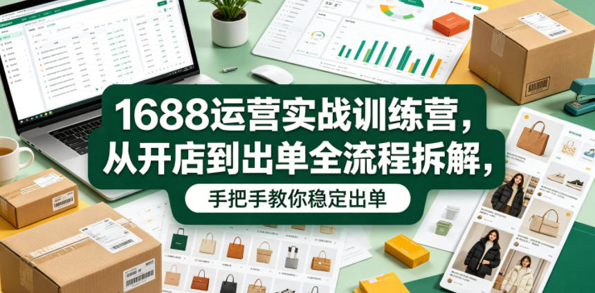 1688运营实战训练营，从开店到出单全流程拆解，手把手教你稳定出单(更新0620)-御文网