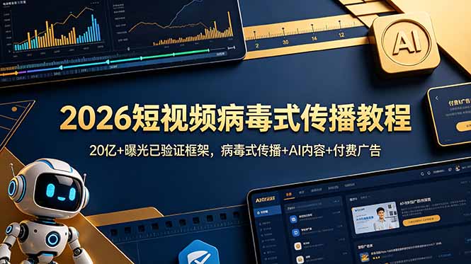 2026短视频病毒式传播教程：20亿+曝光已验证框架，病毒式传播+AI内容+付费广告-御文网