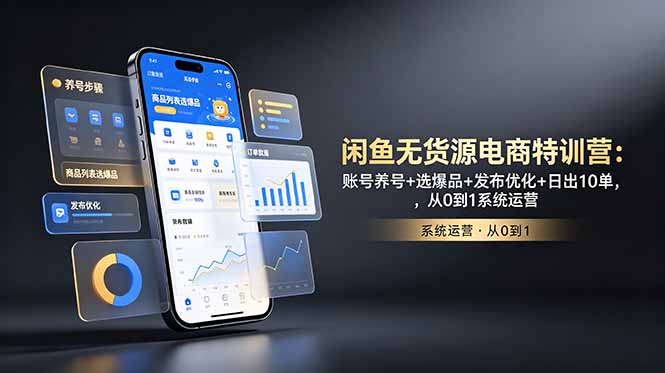 闲鱼无货源电商特训营:账号养号+选爆品+发布优化+日出10单,从0到1系统运营-御文网