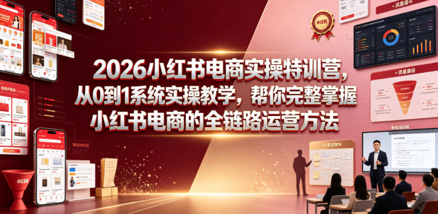 2026小红书电商实操特训营，从0到1系统实操教学，帮你完整掌握小红书电商的全链路运营方法-御文网