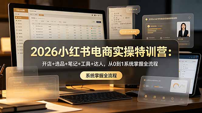 2026小红书电商实操特训营：开店+选品+笔记+工具+达人，从0到1系统掌握全流程-御文网