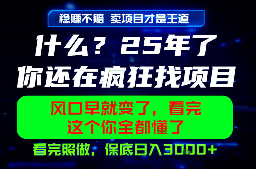 26年，请不要疯狂的找项目做了！卖项目才是真的稳賺不赔，看完照做，保底日入1k+【揭秘】-御文网