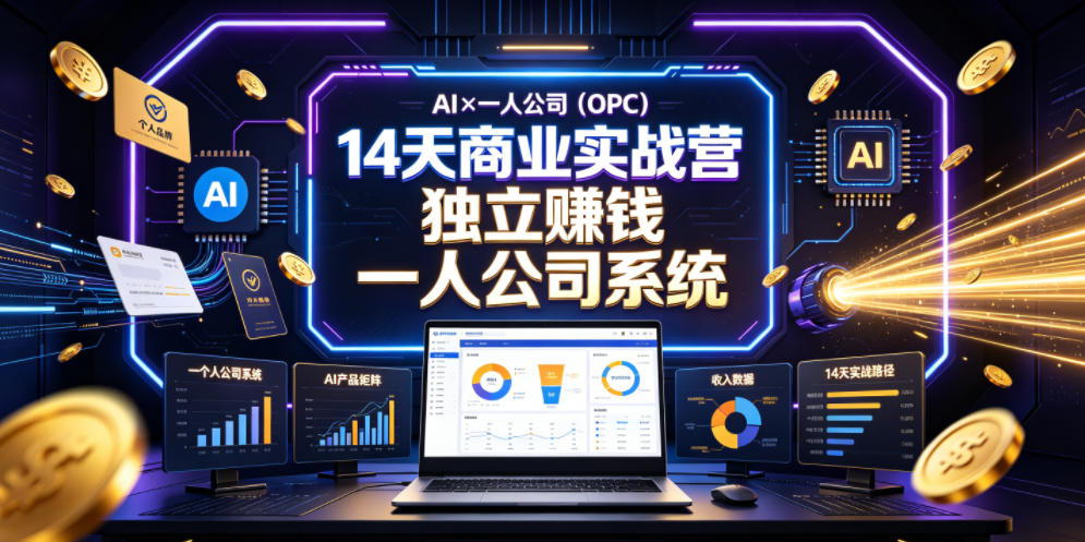 AI×一人公司(OPC)14天商业实战营，用AI帮你搭建一个属于你自己的、能独立賺钱的一人公司系统-御文网