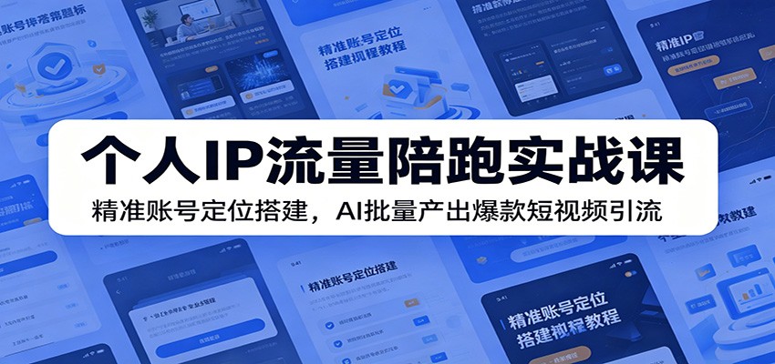 个人IP流量陪跑实战课：精准账号定位搭建，AI批量产出爆款短视频引流-御文网