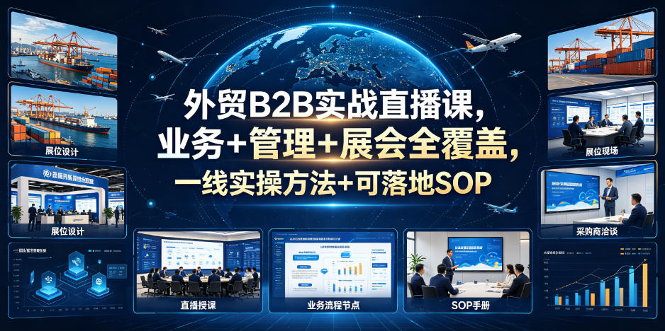 外贸B2B实战直播课,业务+管理+展会全覆盖,一线实操方法+可落地SOP-御文网