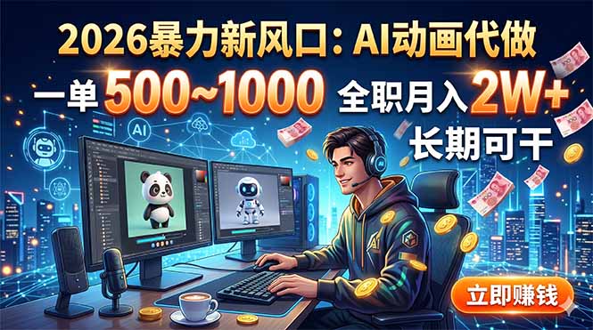 2026暴力新风口：AI动画代做，一单500~1000，全职月入2W+，长期可干-御文网