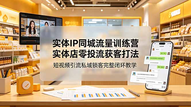 实体IP同城流量训练营:实体店零投流获客打法,短视频引流私域锁客完整闭环教学-御文网