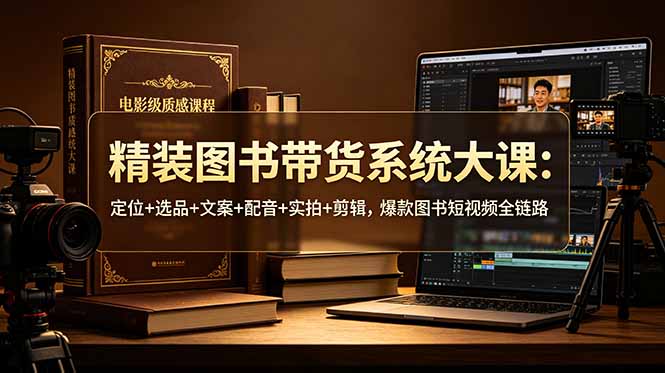 精装图书带货系统大课：定位+选品+文案+配音+实拍+剪辑，爆款图书短视频全链路-御文网