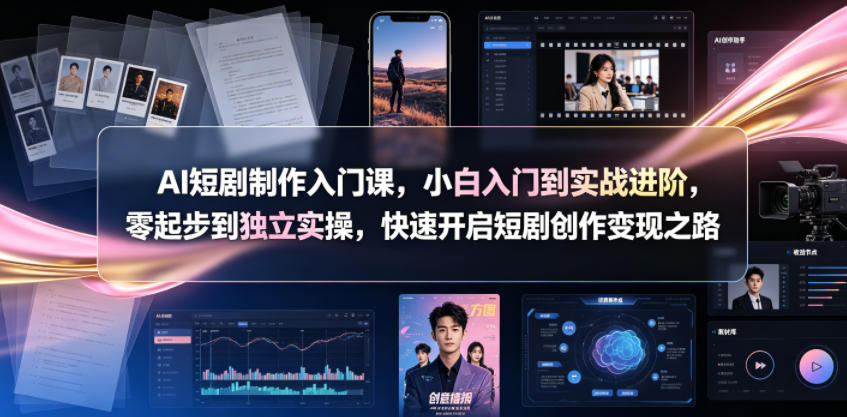 AI短剧制作入门课,小白入门到实战进阶,零起步到独立实操,快速开启短剧创作变现之路-御文网