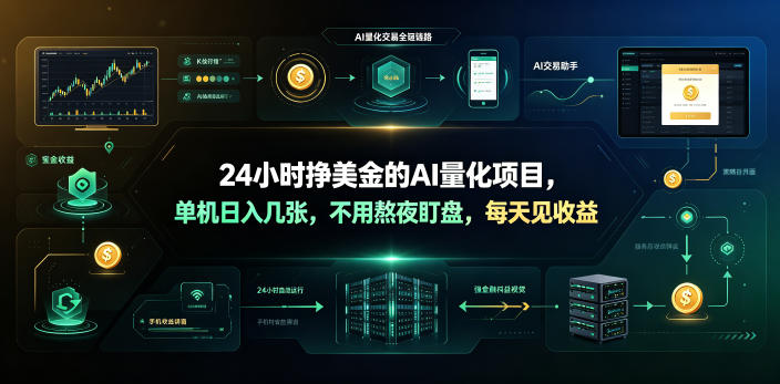 24小时挣美金的AI量化项目，单机日入几十美刀，不用熬夜盯盘，每天见收益【揭秘】-御文网