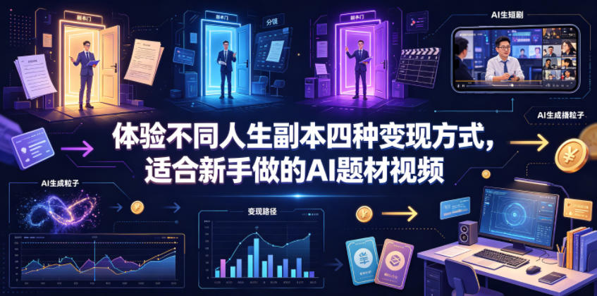 体验不同人生副本四种变现方式，适合新手做的AI题材视频-御文网