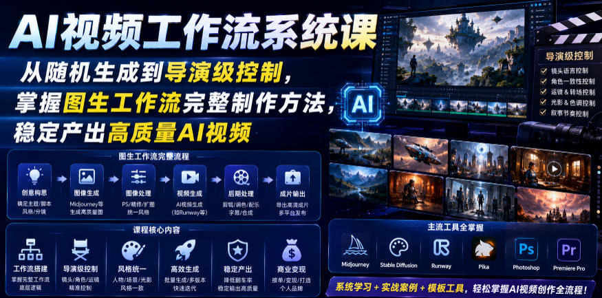 AI视频工作流系统课，从随机生成到导演级控制，掌握图生工作流完整制作方法，稳定产出高质量AI视频-御文网