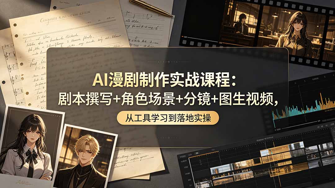 AI漫剧制作实战课程：剧本撰写+角色场景+分镜+图生视频，从工具学习到落地实操-御文网