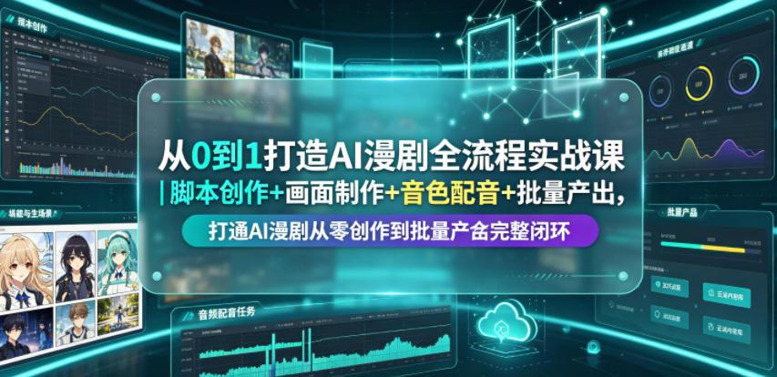 从0到1打造AI漫剧全流程实战课｜脚本创作+画面制作+音色配音+批量产出，打通AI漫剧从零创作到批量量产完整闭环-御文网