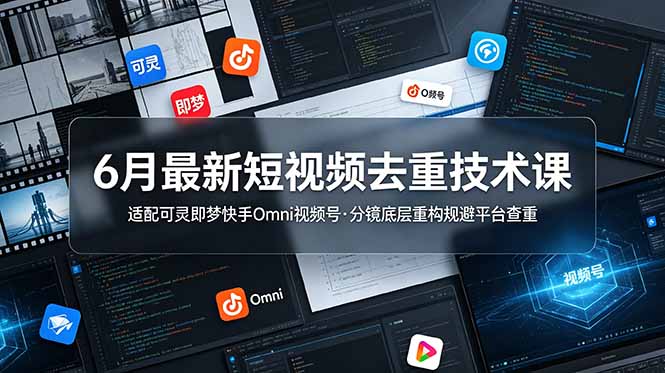 6月最新短视频去重技术课,适配可灵即梦快手Omni视频号,分镜底层重构规避平台查重-御文网